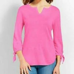 New Talbots Woman’s Sweater notched neck tie 3/4 length sleeves, Sz MP